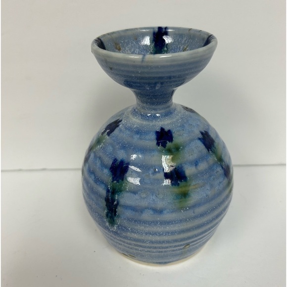 Folsom Pottery Clouds Bud Vase, 1982/ Blue - Picture 1 of 6